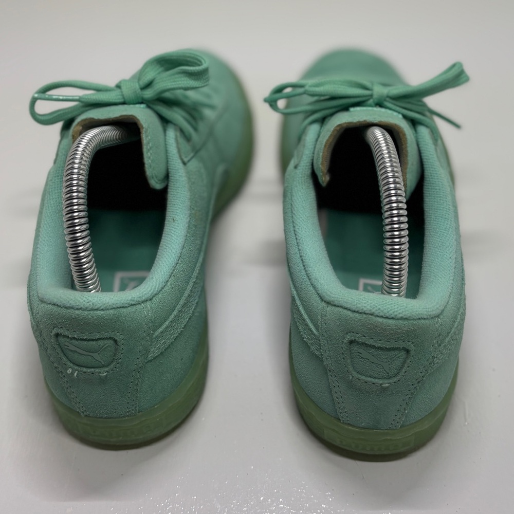 Puma Suede Classic Mint Green Iced Sole Sneakers Size US 6.5C Translucent Sole - Picture 7 of 13